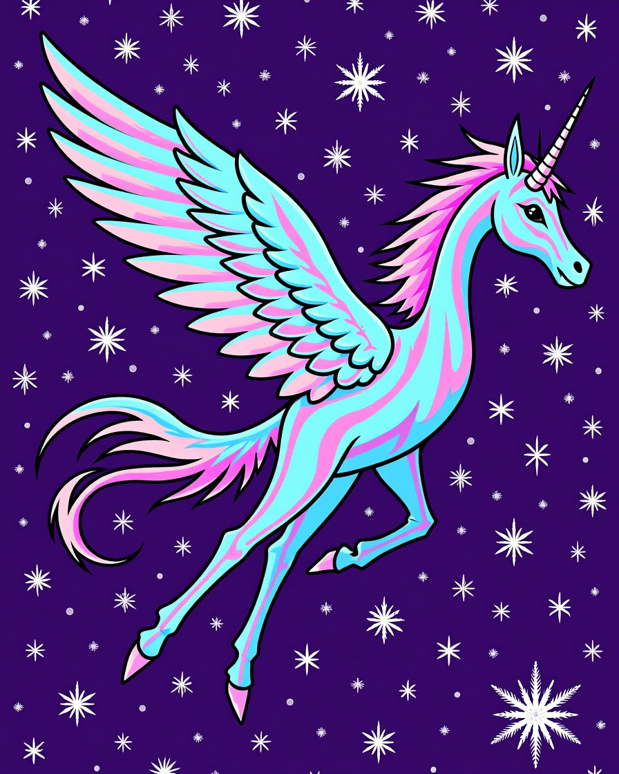 Swirling Pink Blue Winged Celestial Horse Rug