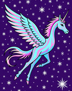 Swirling Pink Blue Winged Celestial Horse Rug