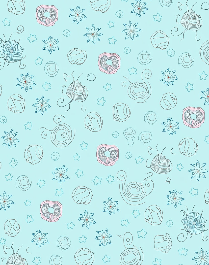 Light Blue Organic Whimsical Sketch Rug