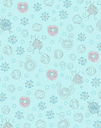 Light Blue Organic Whimsical Sketch Rug