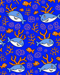 Cheerful Blue Ocean Shark Coral Friends Rug