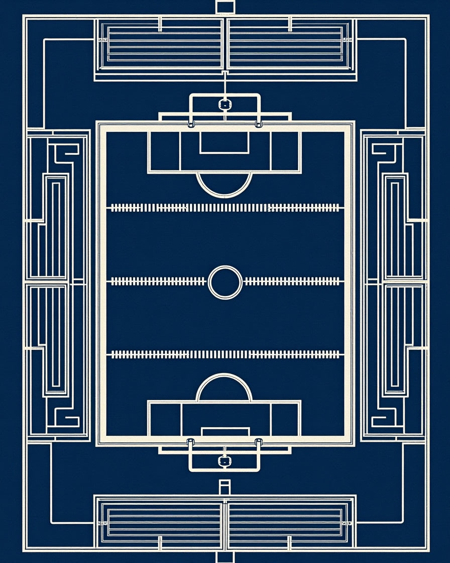 Blueprint Field Abstract Geometric Rug