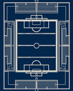 Blueprint Field Abstract Geometric Rug