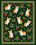 Cute Corgis Holly Berry Border Rug