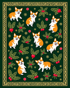 Cute Corgis Holly Berry Border Rug