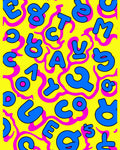 Retro Yellow Blue Pink Alphabet Fun Rug