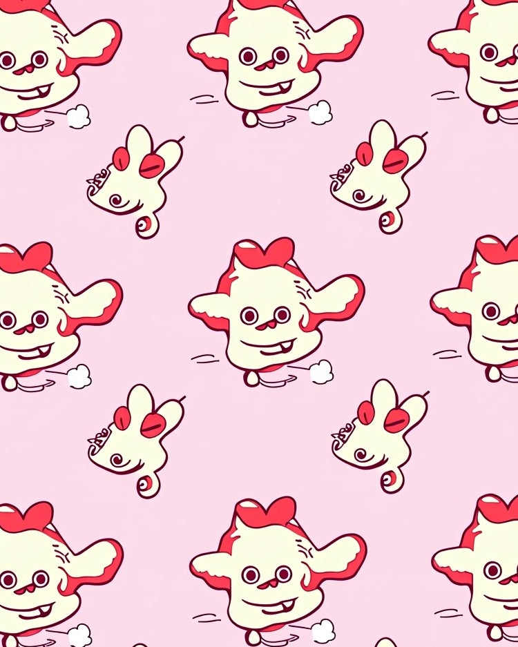 Whimsical Pink Cartoon Monster Repeat Rug