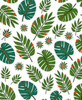 Vibrant Green Tropical Leaf Medley Rug