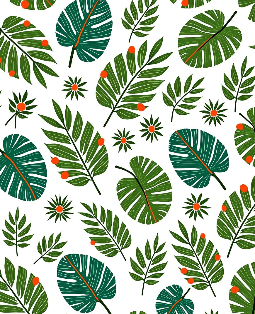 Vibrant Green Tropical Leaf Medley Rug