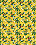 Yellow Green Red Floral Sketch Rug
