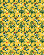 Yellow Green Red Floral Sketch Rug