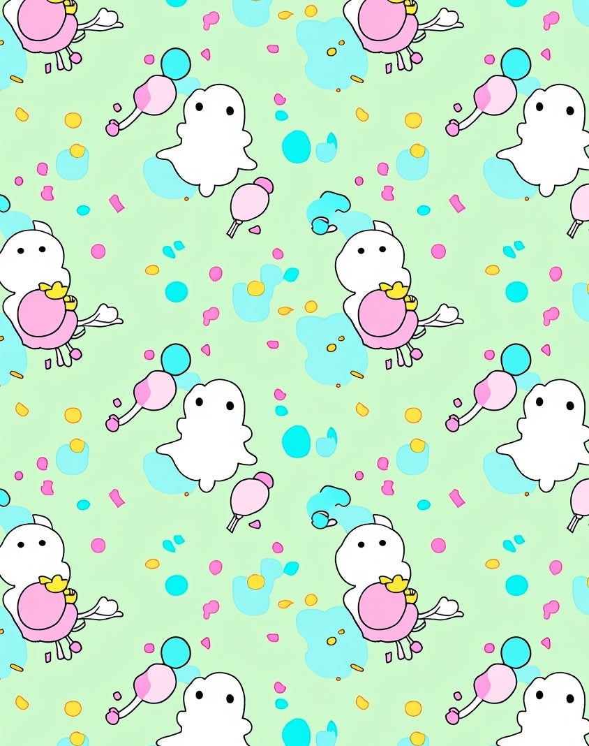 Cute White Ghost Pastel Confetti Rug
