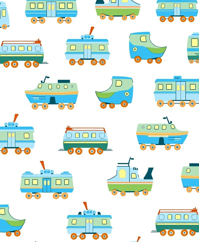 Whimsical Blue Green Transportation Voyage Rug