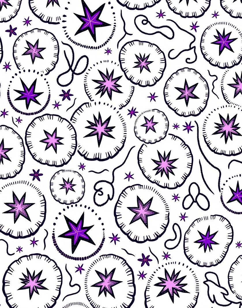 Purple Starburst Floral Circles Rug