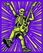 Electric Skeleton Rock Star Purple Rays Rug