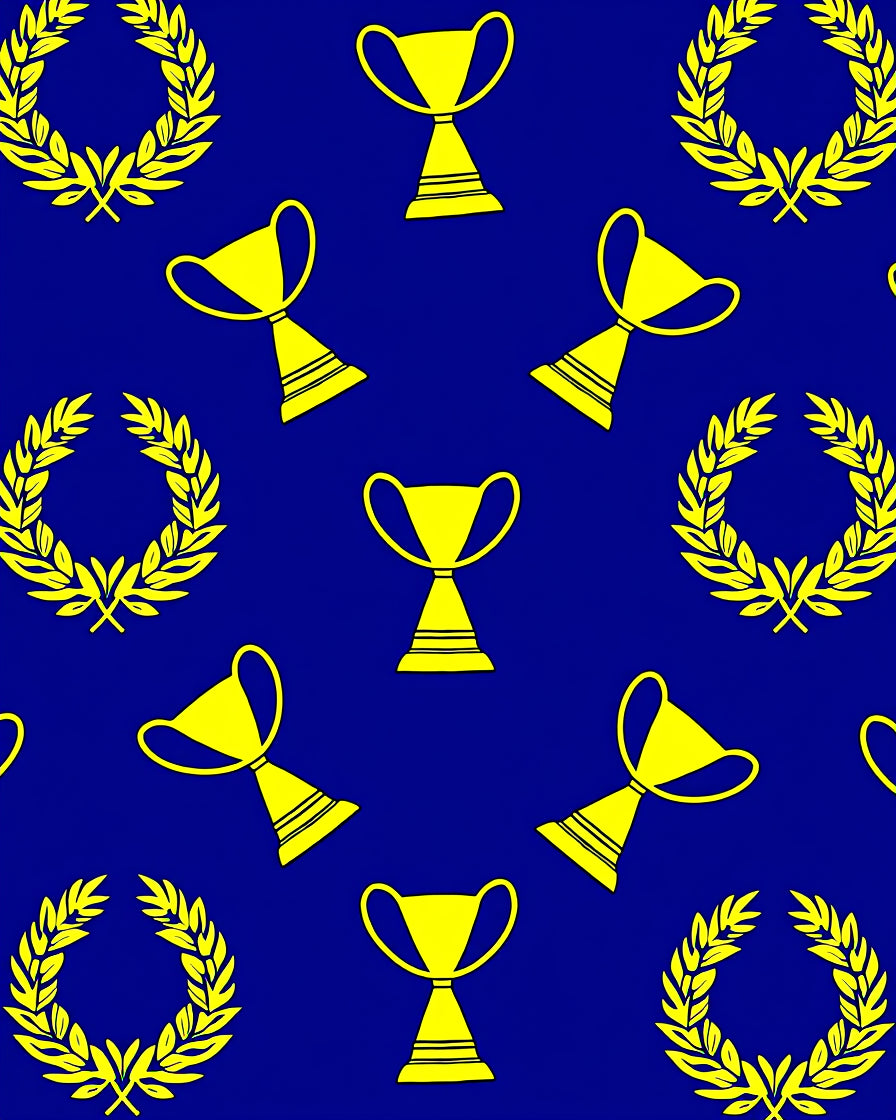 Blue Gold Trophy Laurel Repeat Rug