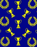 Blue Gold Trophy Laurel Repeat Rug