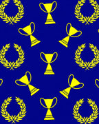 Blue Gold Trophy Laurel Repeat Rug