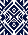 Dark Blue White Geometric Art Deco Rug
