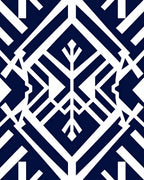 Dark Blue White Geometric Art Deco Rug