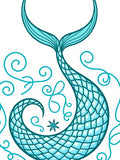 Aqua Mermaid Tail Swirls Star Rug