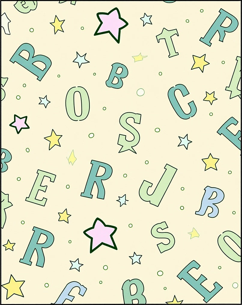 Whimsical Star And Alphabet Background Rug