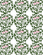 Pink Floral Greenery Circular Arrangement Rug