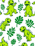 Happy Green Dinosaurs and Leaves Rug