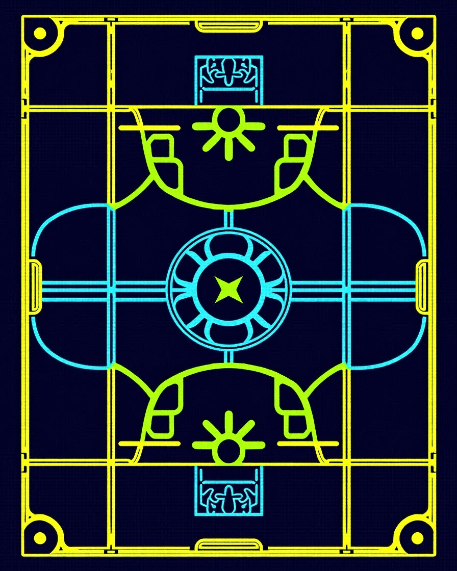 Retro Futuristic Neon Geometric Mandala Rug