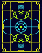 Retro Futuristic Neon Geometric Mandala Rug