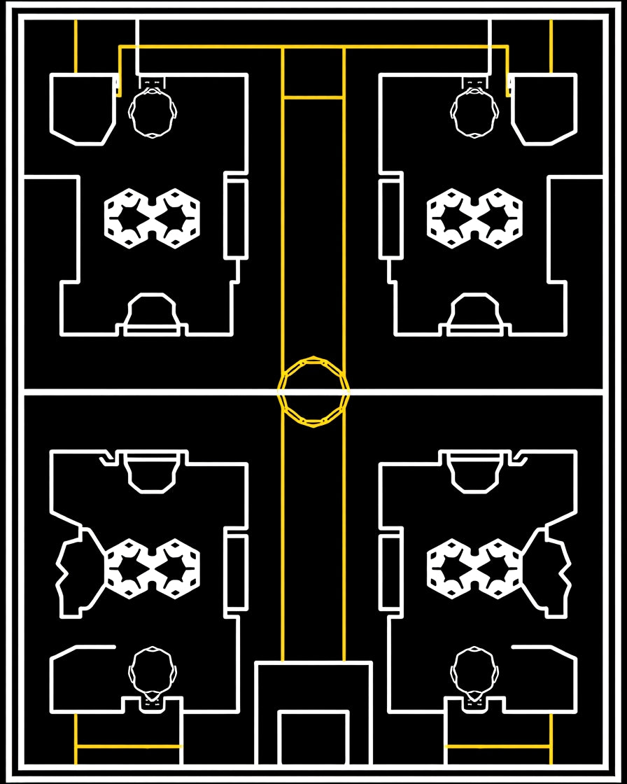 Modern Yellow Geometric Outline Rug