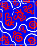 Blue Red Abstract Swirls Rug