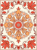 Crimson Orange Floral Medallion Border Rug