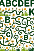 Whimsical Green Pathway Yellow Flower Rug