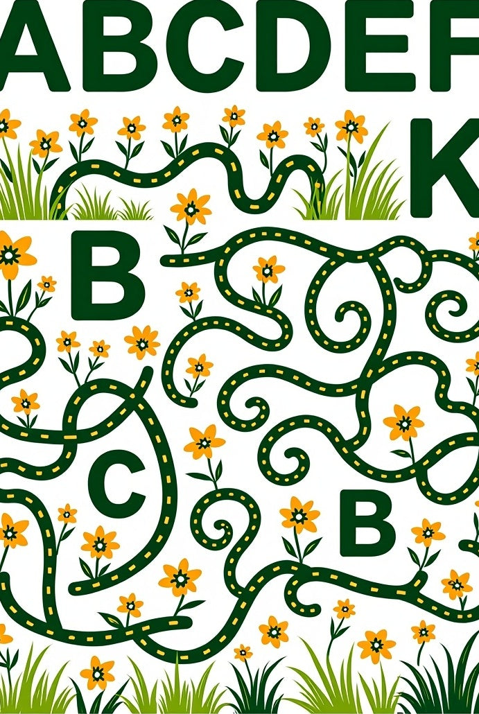 Whimsical Green Pathway Yellow Flower Rug