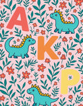 Aqua Dinosaurs Pink Floral Alphabet Rug