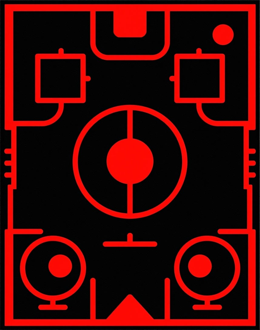Bold Red Geometric Abstract Radar Rug