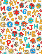Alphabet Soup Red Blue Yellow Characters Rug