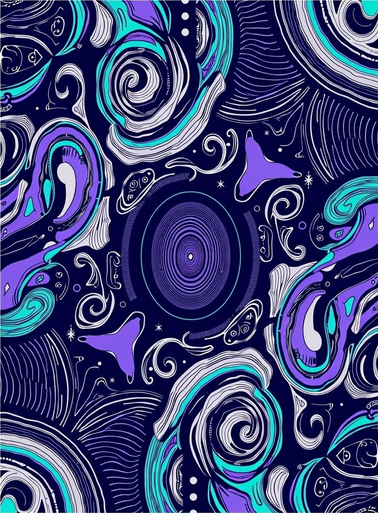 Cosmic Swirl Abstract Purple Teal Rug