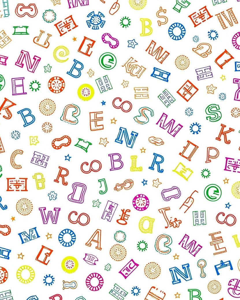 Multicolor Alphabet Scatter Fun Rug