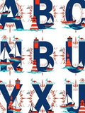 Nautical Ships Lighthouses Bold Blue Red Rug