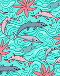 Aqua Dolphins Coral Sea Life Rug