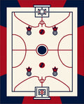 Red Navy Cream Geometric Court Rug