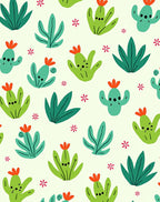 Whimsical Green Blooming Cactus Collection Rug