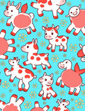 Whimsical Red Spotted Farm Animals Rug