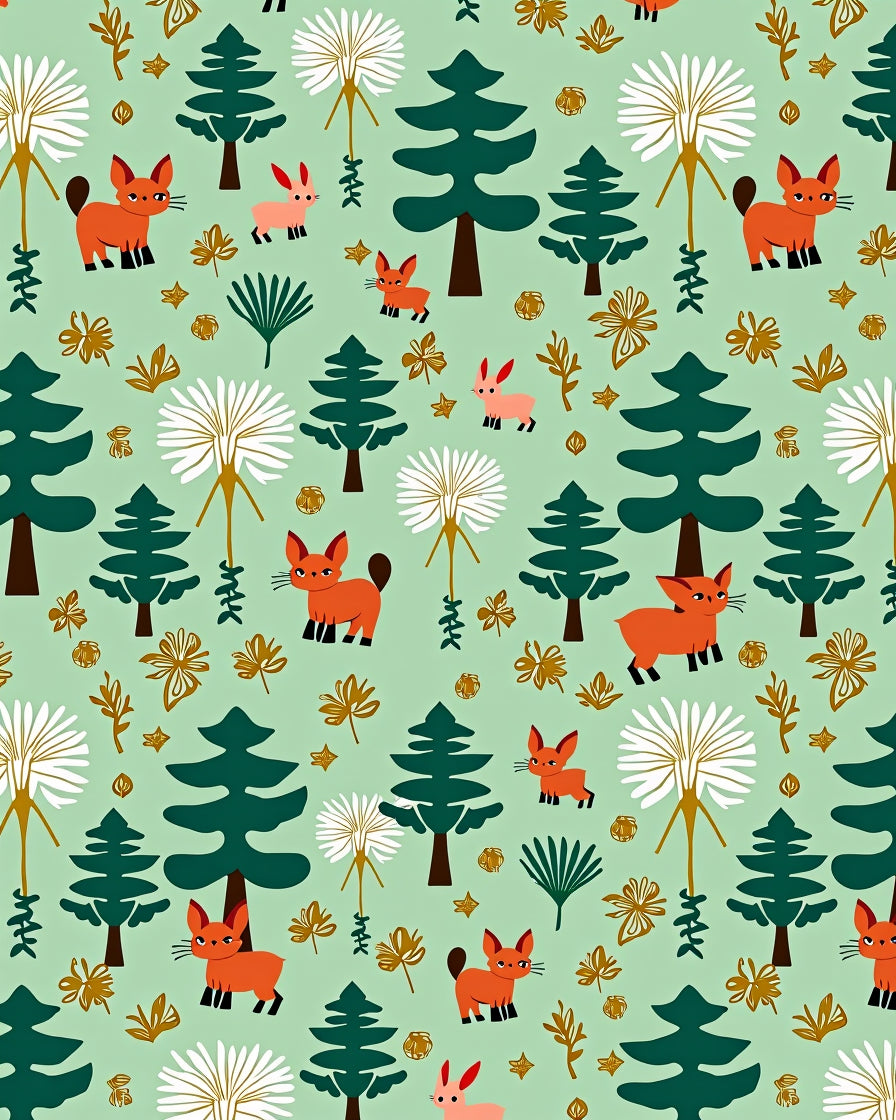 Whimsical Woodland Creatures Fox and Bunny Rug