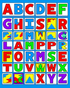 Playful Alphabet Blocks Collage Rug
