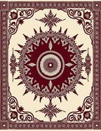 Crimson Vintage Medallion Border Rug