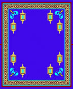 Ornate Blue Geometric Lantern Corner Rug
