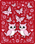 Pink Owls Butterflies and Flowers Romance Rug
